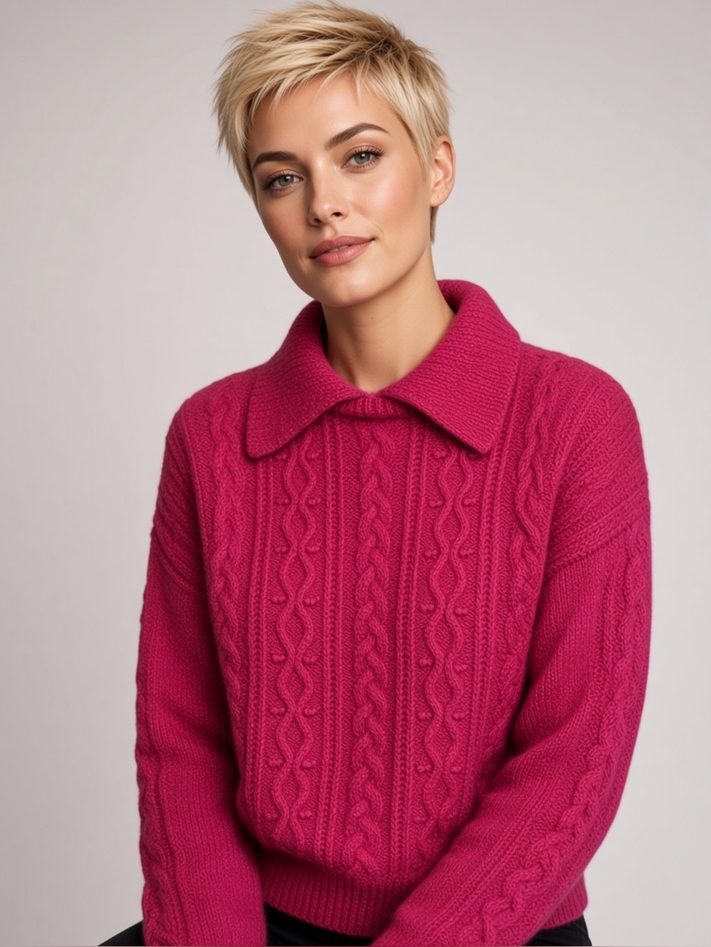 Pink free people cozy sweater in size large.